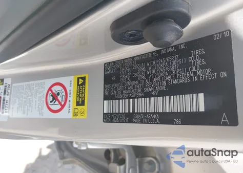 2010 Toyota Highlander Base V6 z USA, uszkodzony, nr VIN 5TDBK3EH1AS015964